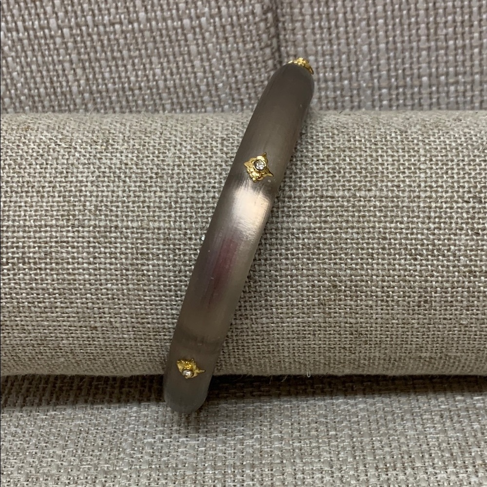 Alexis Bittar Gold Tone and Tan Luminous Bangle Bracelet